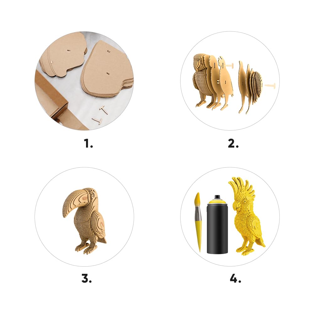 Tropische Vögel Trio 3D-Puzzle aus Karton – Bausatz 3 Modelle