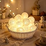 YeahBoom Guirlande Lumineuse Coton Boules Alimenté par Pile,300CM 20LED Guirlande Lumineuse Boule,pour Noël Halloween Anniversaire Mariage Chambre Enfant Fête