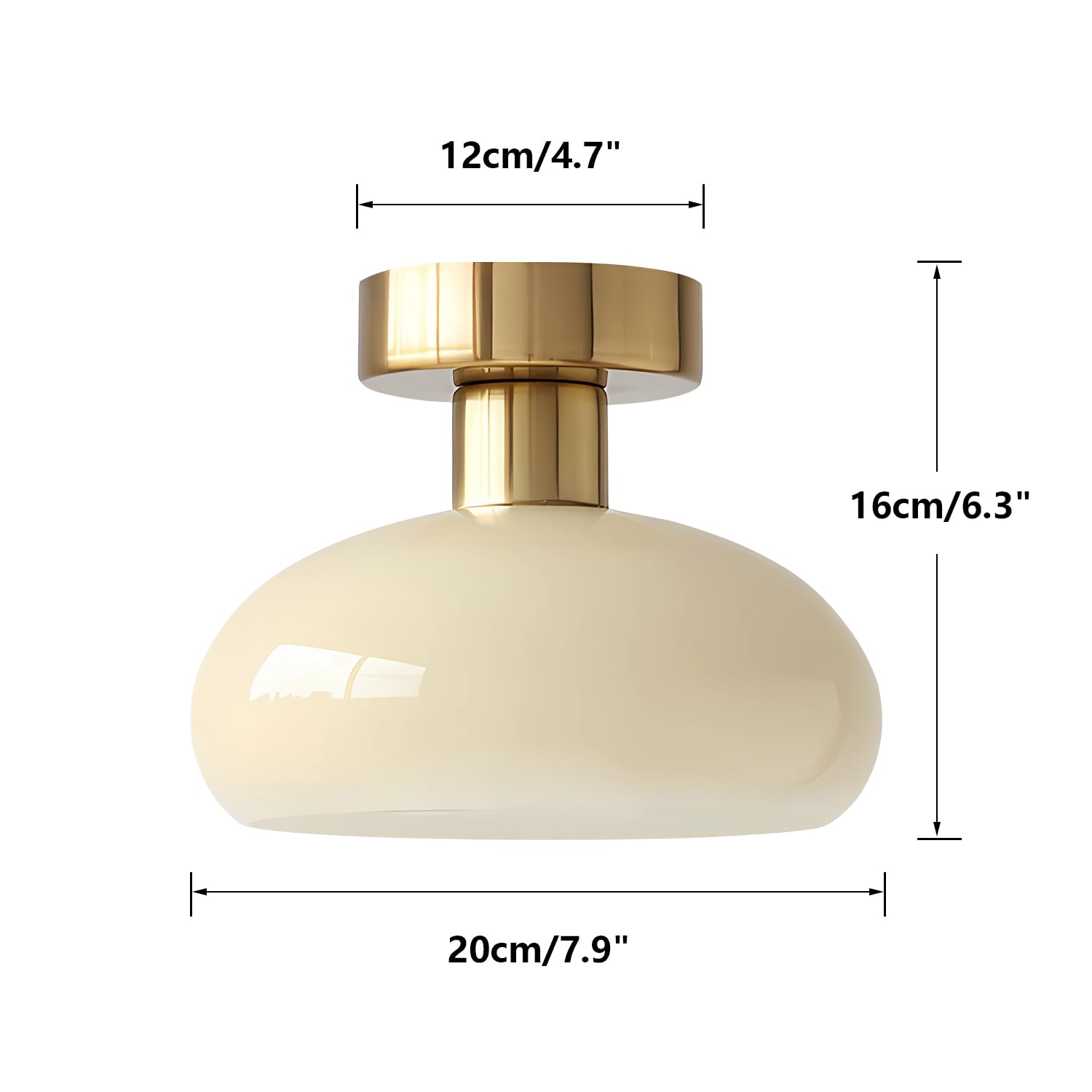 KCO Éclairage Moderne Grand Globe Encastré En Verre Bleu Vintage Semi-encastré Plafonnier En Laiton Antique Du Milieu Du Siècle Pour Couloir, Porche