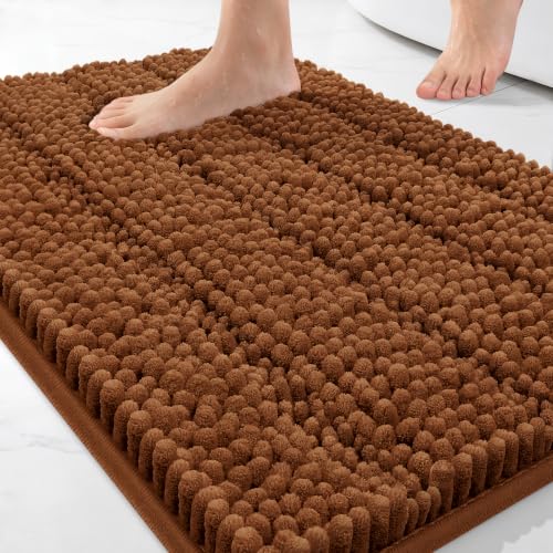 Bcoimo Small Bath Rug Mat,24x17 Soft Chenille Burnt Orange Bathroom Tub Mat