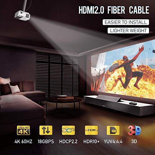 Image of DHIVIS 4K Optical Fiber HDMI 2.0b,10 Meters, Speed 18Gbps- 4K 60hz - HDCP 2.2, HDR 10 and Dolby Vision, (Pixel Series)