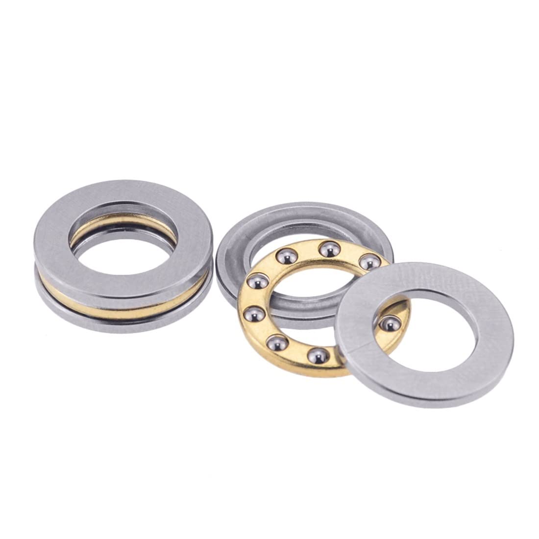 QUARKZMAN 8 Stück Axial-Rillenkugellager F8-14M – 8 X 14 X 4 Mm, Chromstahl, Messingkäfig, P5 Genauigkeit, Inkl. Unterlegscheiben
