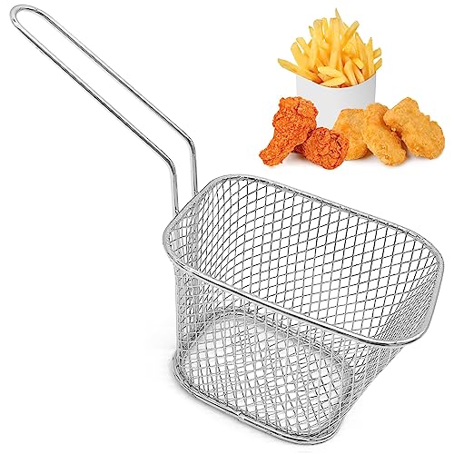 5 Pezzi Cestino per Friggere Piccolo Cestino per Friggitrice in Acciaio Inox Mini Cestino per Patatine Fritte con Manico Cestino per Friggere per Pata