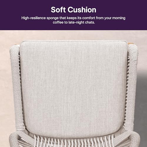 Image of PURPLE LEAF Bar Stools Bar Height Set of 4 Outdoor Metal Accent Tall Barstools with Back Modern Wicker Rattan Boho Garden Pool Patio Bar Chairs