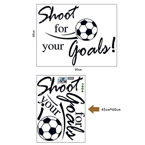 Dnven Kids Sports Learning Removable Wall Stickers Decals Diy Boys Room Decor Murals Shoot For Your Goals Soccer Football Quotes Motivational Lettering Vinyl Wall Arts Decals 32 Inches X 24 Inches #TOP3