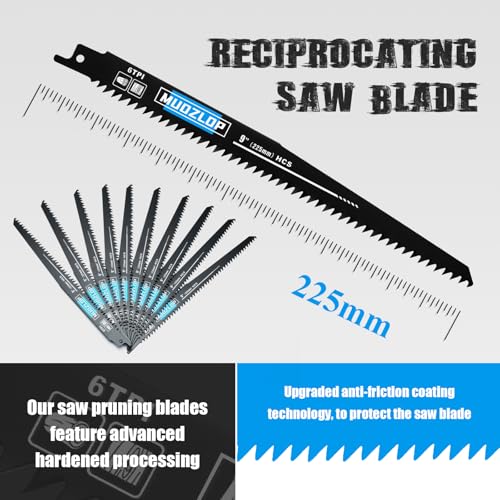 Image of 10 Pack9 inch Reciprocating Saw Blades Set,6TPI High Carbon Saw Blades,Woodcutting Saw Blades with Organizer Case (10, 6TPI /9 inch)