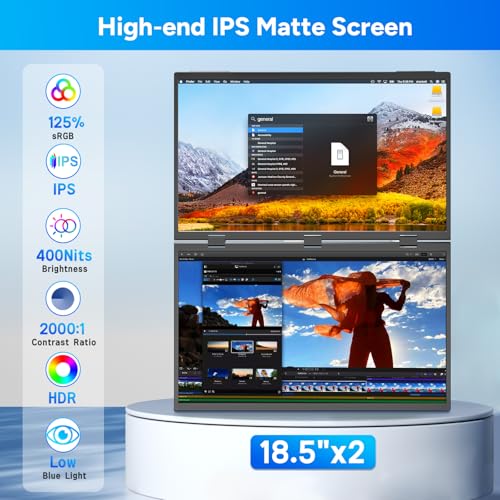 Image of COOLHOOD 18.5 Inch Portable Monitor for Laptop, 1080P FHD 100Hz 125% sRGB USB-C HDMI Travel Monitor for Laptop Mac PC, Portable Screen with Smart Cover, VESA Compatible