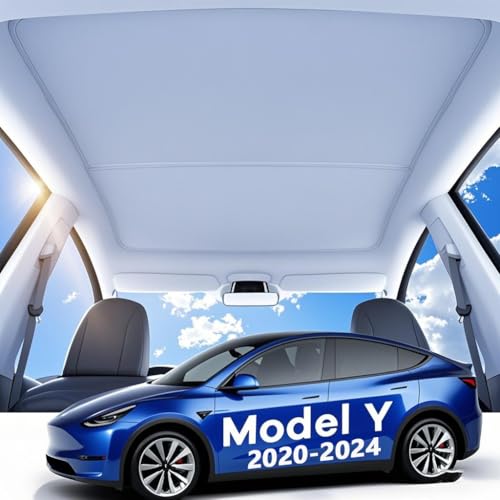Image of 2025 Upgrade Tesla Model Y Sunshade Roof,Foldable & Light-Tight, Accessories for Tesla Model Y 2020-2025 Heat Insulation Glass Roof Sun Shade Sunroof [No Sag, Magnetic Fit, Blocks 99% UV]