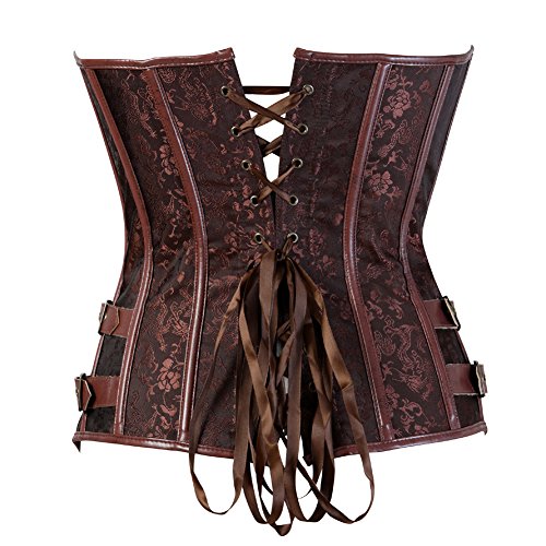 Grebrafan Steampunk Jacquard Viking Corset Bustier Top3