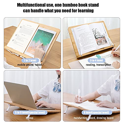 Bamboe boekenstandaard, eenvoudig te bedienen Comfortabeler in gebruik Keuken Houten kookboekenstandaards met verfijnd… - Image 8