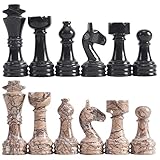 Radicaln Marble Chess Figures 3.5'' Inches Black and Marinara Handmade Chess Pieces Family Game Marble Chess Set Figures Chess Board Game