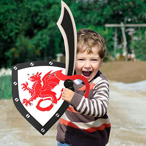 OUFOTAT Foam Swords and Shields Playset Medieval Combat Ninja Warrior Weapons Costume Role Play Accessories for Kids (10 Piece)