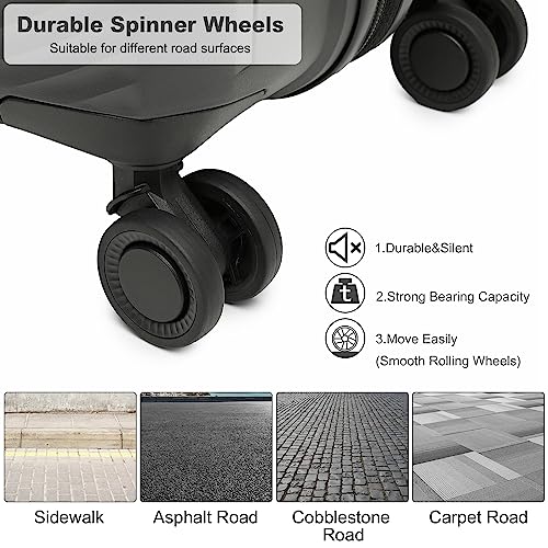 British Traveller 28inch Handbagage Koffer Polypropyleen Bagage Lichtgewicht Reiskoffer met TSA-slot Cabine koffer 4 Wielen, (76cm, Zwart) - Image 5