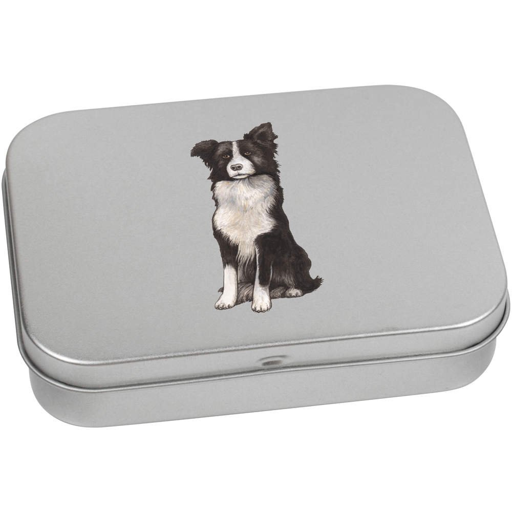 Azeeda 110mm 'Border Collie' Metal Hinged Tin/Storage Box (TT00089914)
