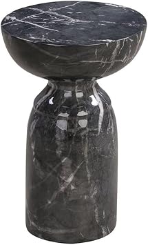 Tov Furniture Rue Faux Marble Concrete Indoor/Outdoor Side Table Black