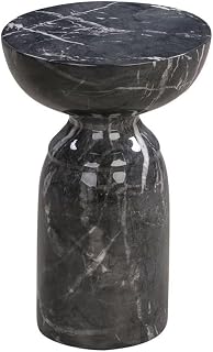 Tov Furniture Rue Faux Marble Concrete Indoor/Outdoor Side Table (Black)