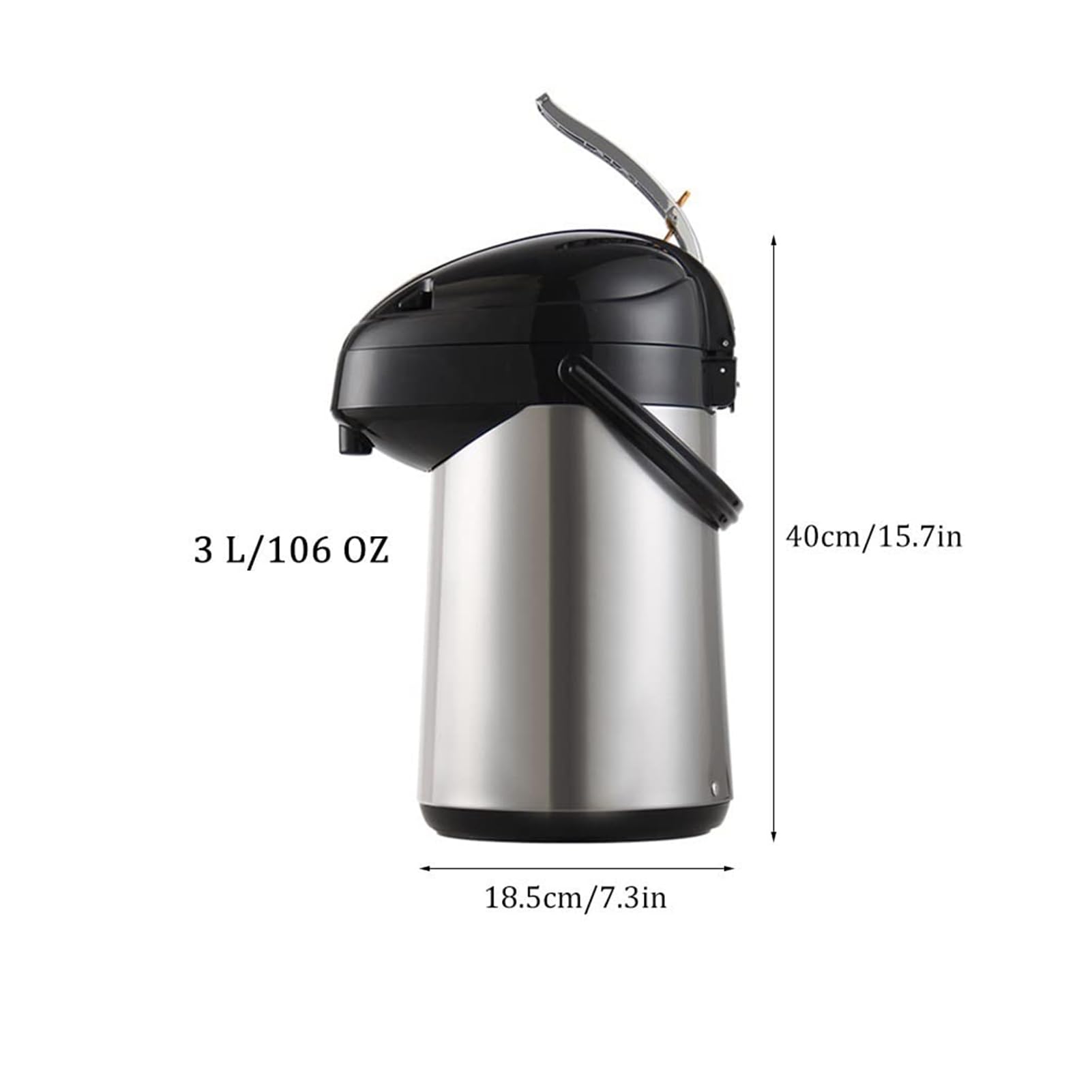 Jarra Térmica de Café de Acero Inoxidable, Jarra Térmica de 3 L, Termo Aislado Al Vacío de Doble Pared con Bomba, Dispensador Grande de Agua, Café Y Bebidas