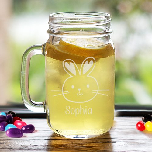 Personalized Bunny Mason Jar, Glass, 16 oz.