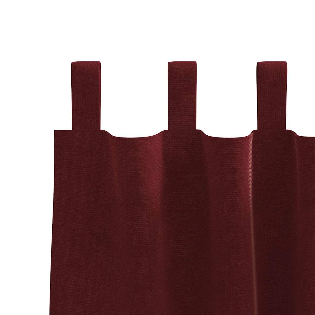 Zasłony zaciemniające, zestaw 2 sztuk, czerwone wino, 140 x 260 cm, aksamitne, nieprzejrzyste, termoizolacyjne, z pętelkami z materiału, do sypialni i salonu, 1,85 kg
