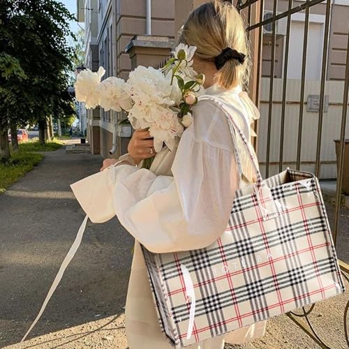 Image of KALIDI PVC Tote Bag Women's Kraft Paper Work Handbags Purses with Top Handle