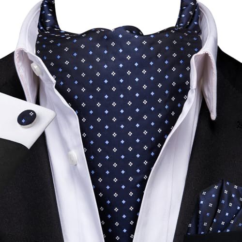 Image of Dubulle Paisley Floral Ascot for Men Self Tie Mens Cravat and Pocket Square Cufflinks Wedding