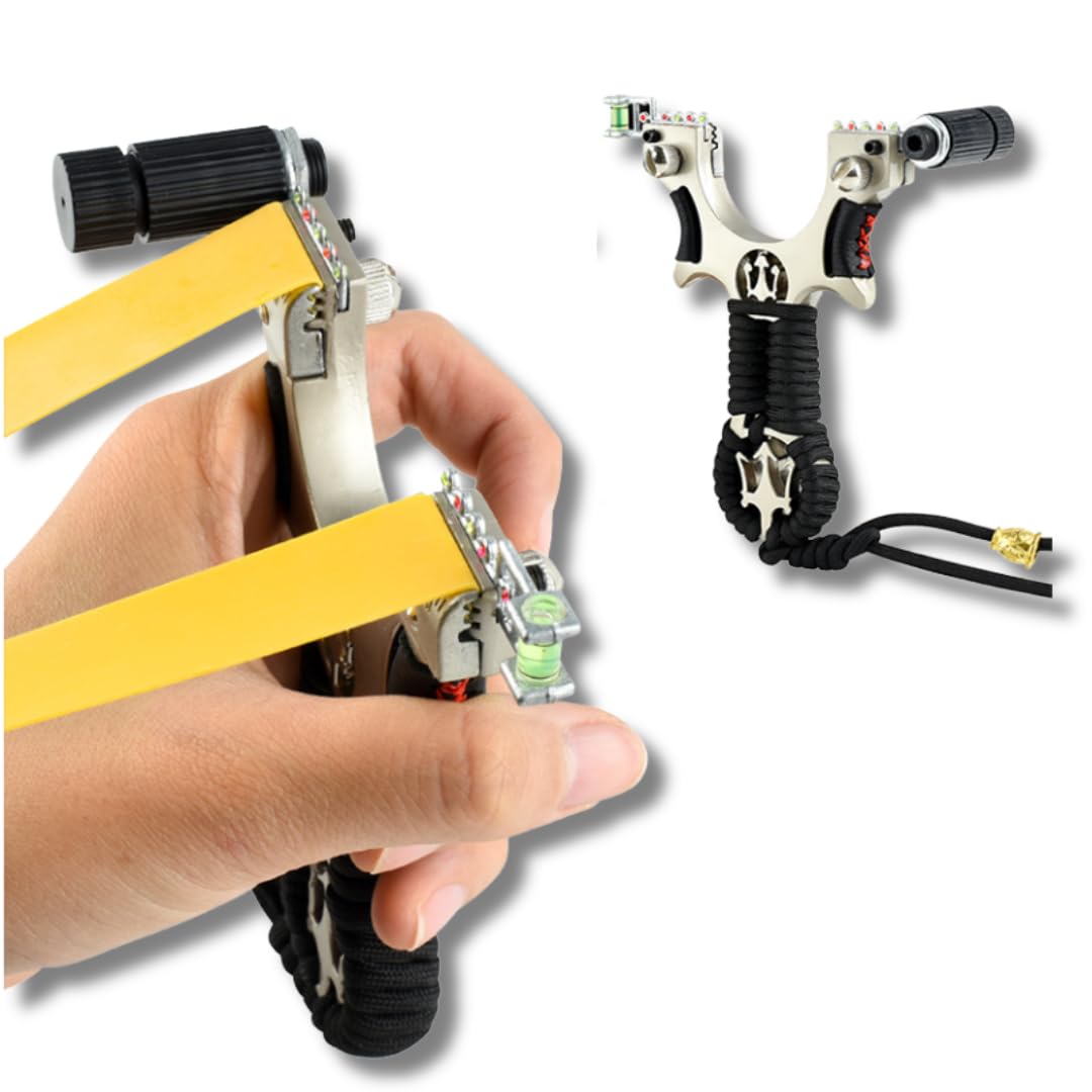 Marksman® Alloy Trident Laser Slingshot Gulel Catapult with Yellow Rubber Band & Mud Balls – Outdoor Setup for Target Play and Recreation - Image 3 thumbnail
