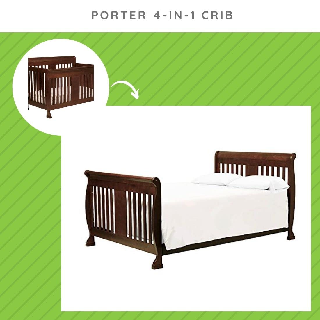 CC KITS Full-Size Conversion Kit Bed Rails for Porter Convertible Cribs by Davinci Baby - Solid Wood Rail - Toddler and Adult Rail for Full-Size Bed - Essential Nursery & Baby Furniture (Espresso)