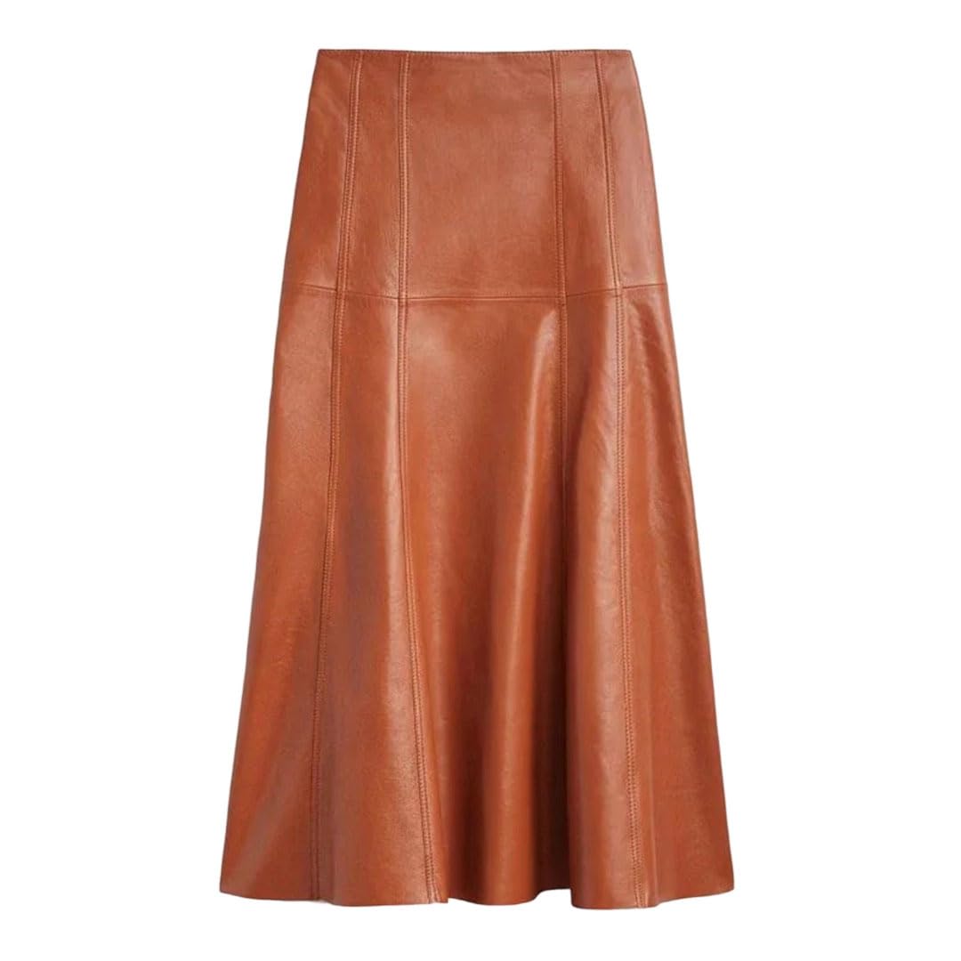 Womens Sheepskin Skirt Solid High Waist Pleated A-Line Loose Maxi Long Skirts