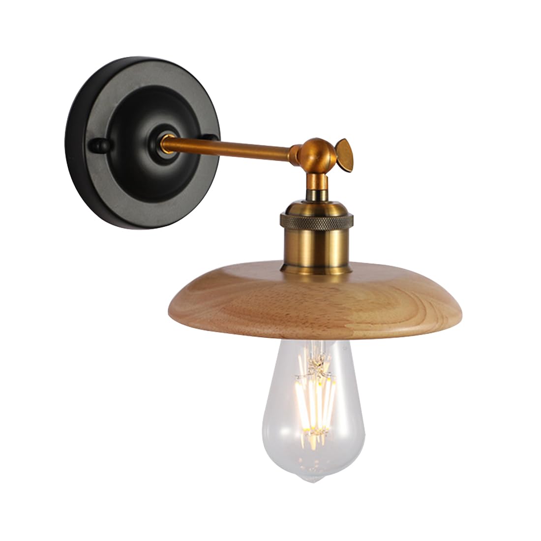 HUAYUSEDF Retro Wall Sconce Up & Down Adjustable Lighting Nordic Wood Industrial Light for Bedroom Bedside Living Room Restaurants Loft Study
