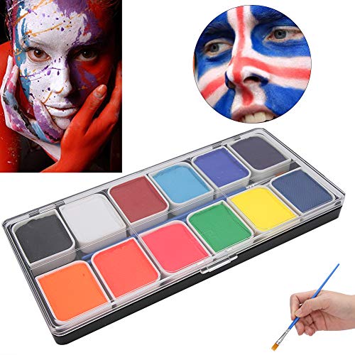 Kit de pintura corporal facial de 12 colores con 2 pinceles Pigmento de maquillaje de lujo a base de agua profesional… - Imagen 3