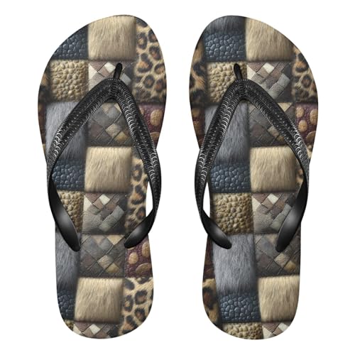 Flip Flop Sandals Leopard Skin Plaid Print for Women Men Beach Outdoor XS