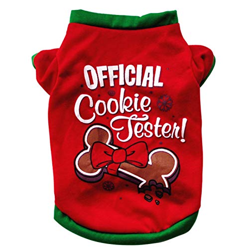CALIDAKA Pet Shirts Printed Puppy Shirts Dog Sweatshirt Cute Dog Cat Clothing Christmas Pet Clothing Cotton T Shirt Puppy Costume Dog Pullover Shirt for Pet Dog Apparel Christmas New Year