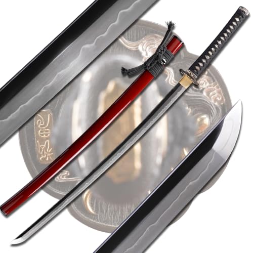ShadowDancer Handmade Full Tang Katana Sword - Authentic Dojo Crucible Steel Kesho Polishing Katana, Clay Temper, and Sharp Edge - Perfect for Iaido, Martial Arts Practitioners, and Collectors