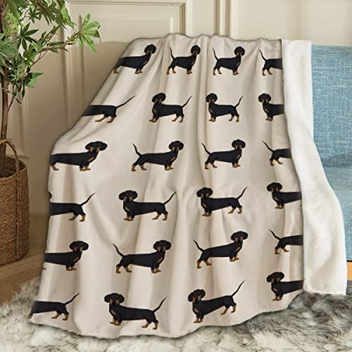 ARTBLANKET Cute Wiener Dog Dachshund Throw Blanket Fannel Fleece Super Soft Funny Blanket Travel Throw Blanket for Bed Couch Sofa 60 x 50 Inch for Teen