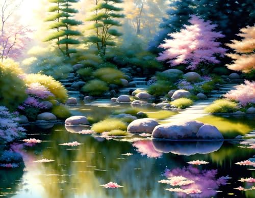 Aquarelle traditionnelle japonaise : peinture sur toile 58x90cm de garde magique sans cadre
