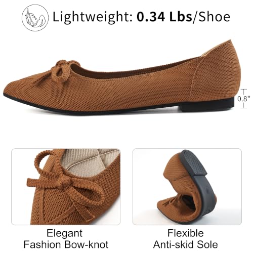 Image of Ablanczoom Ballet Flats Shoes for Women: Dressy Pointed Toe Bow Knit Flats Comfortable Slip On Work Business Casual Shoes