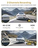 GKU 4K+2.5K Dash Cam Front and Rear, 5Ghz Wi-Fi & GPS, HDR, Dual Car Camera with 1.47” IPS Screen, Dashcam with 64GB SD Card, Starlight Night Vision, 24H Parking Mode, G-Sensor,Max 512GB - Image 2