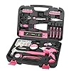 135 Piece Household Tool Kit Pink with Pivoting Dual-Angle 3.6 V Lithium-Ion Cordless Screwdriver – DT0773N1
