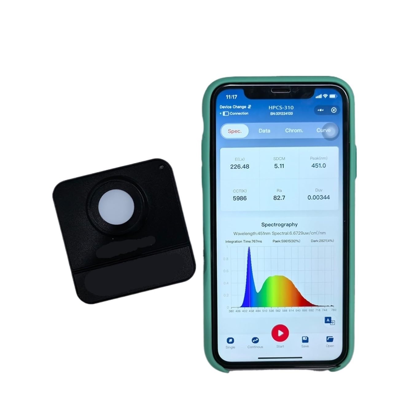 Spectrometer, HPCS310 Light Spectrometer CCT CRI Lux Meter 380-780nm for LED Test