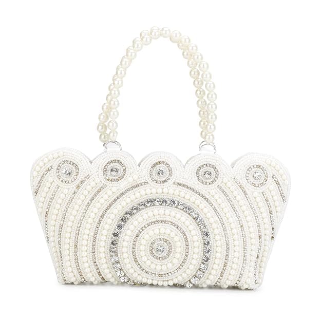 LONGING TO BUY Womens Tote Pearl Clutch Cutest Vintage Style Pearl Tote Wrist Bag Evening Clutch Purse (Full White Stone,Size 10" X 8" Inch) (B0CY5FH1XH) Amazon Price History, Amazon Price Tracker