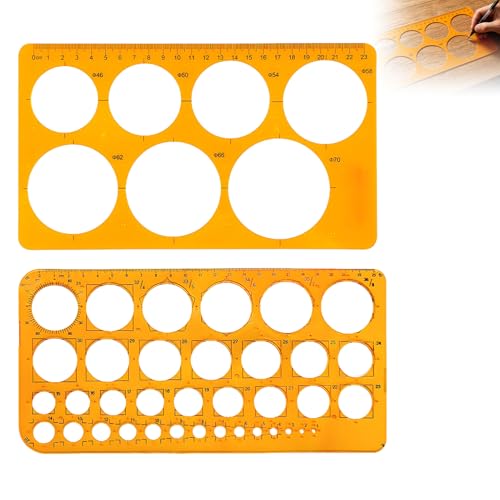 Trace Cercle, Normographe Rond, Pochoirs pour Peinture Circulaires, Pochoirs Circulaires, pour Bureau, École, Design et Maquette, Normographe Précis Plat...
