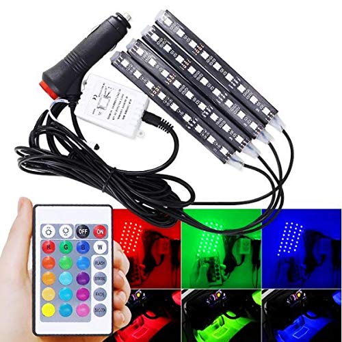 Amazon | RGB フットランプKit 4本1セット リモコン付 シガーソケット