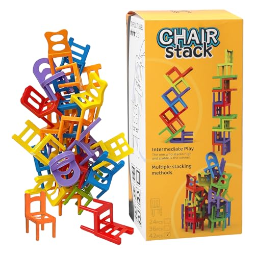42-teiliges Stapelstuhl-Spiel: Mini Stühle Balance Blöcke Stapelturm...