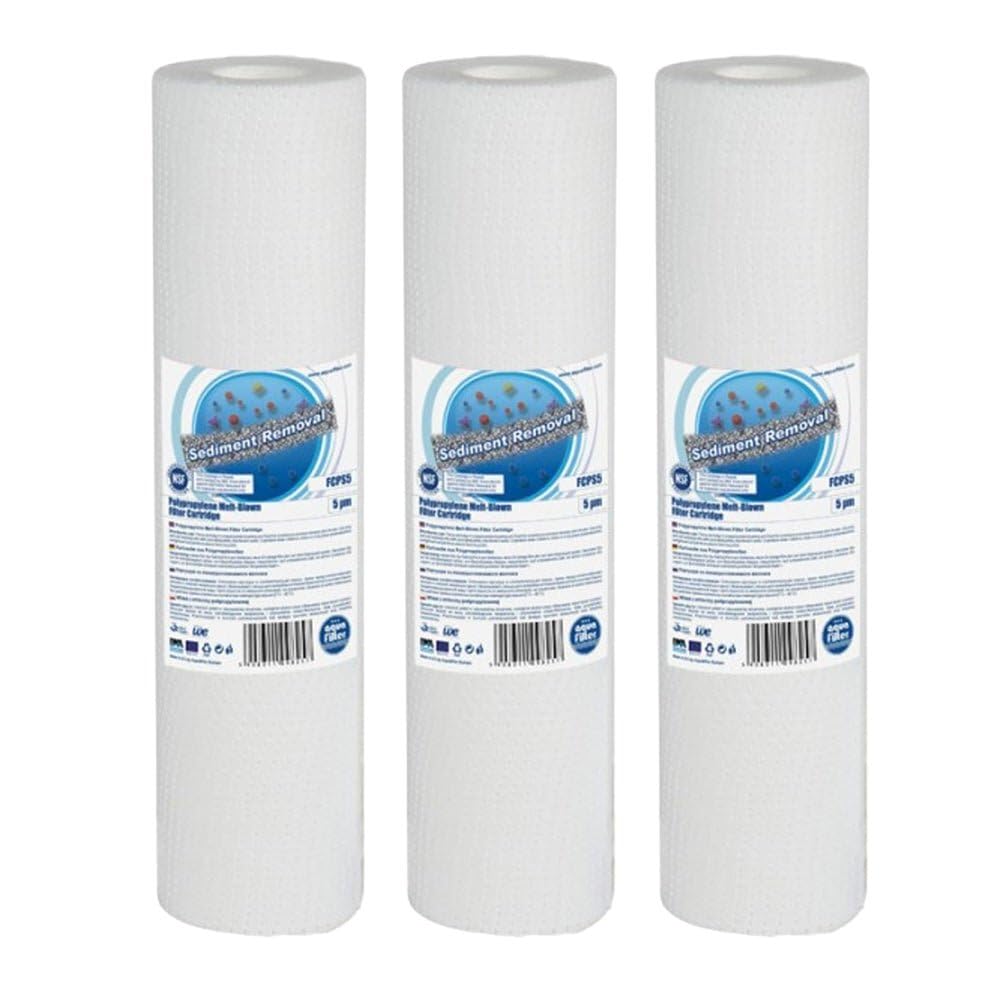 3 x Melt-Blown 5 Micron Polypropylene 10” x 2.5" Filter Cartridge for Sediment Absorption of Sand, Silt, Rust and Suspended Particles from Potable Cold Water