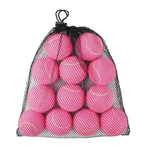 Segarty Dog Pink Tennis Balls - 12 Pcs with Mesh Carry Bags Interactive Toy Balls - Suit for Traning, Exercise, Playing - for Small Medium Large Dogs
