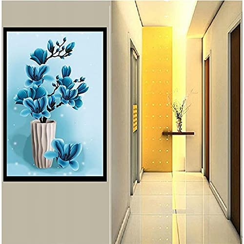 Fleurs Bleues Mosaïque Kit Diamant Peinture pour Déco Murale Manuelle