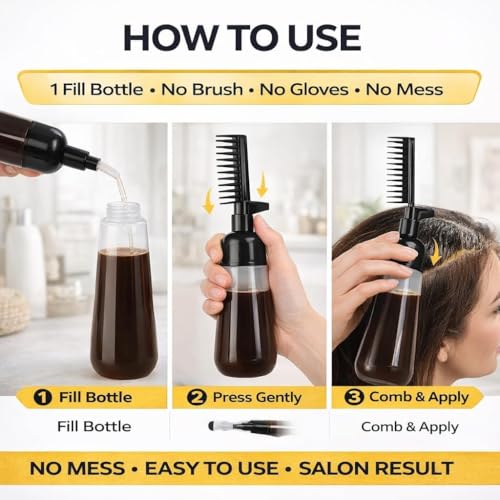 Image of dream pulse Root Comb Hair Dye Applicator Bottle 160ML, 2 in 1 Hair Oil & Hair Color Applicator Comb Bottle, Scalp Oil Applicator, Hair Coloring Dyeing Dispensing Bottle for Home & Salon Use