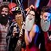 Chudian 4pcs Disfraces de Barba Falsa, Disfraz de Bigote Postizos de Halloween...