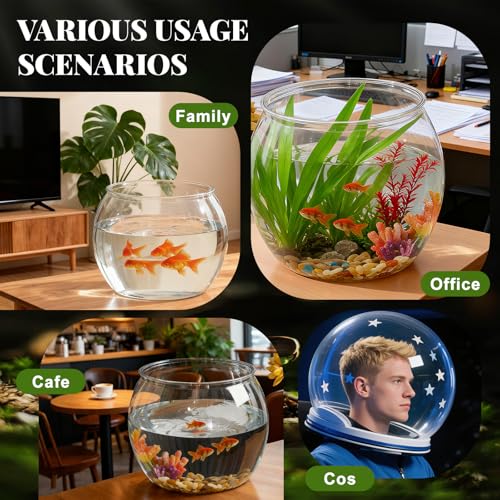 Image of Geelin 7 Gallon Plastic Fish Tank Large Bowl Shatterproof with Crystal Clear Clarity for Terrarium, Flower Vase Centerpiece Gift for Fish Lovers (Round)