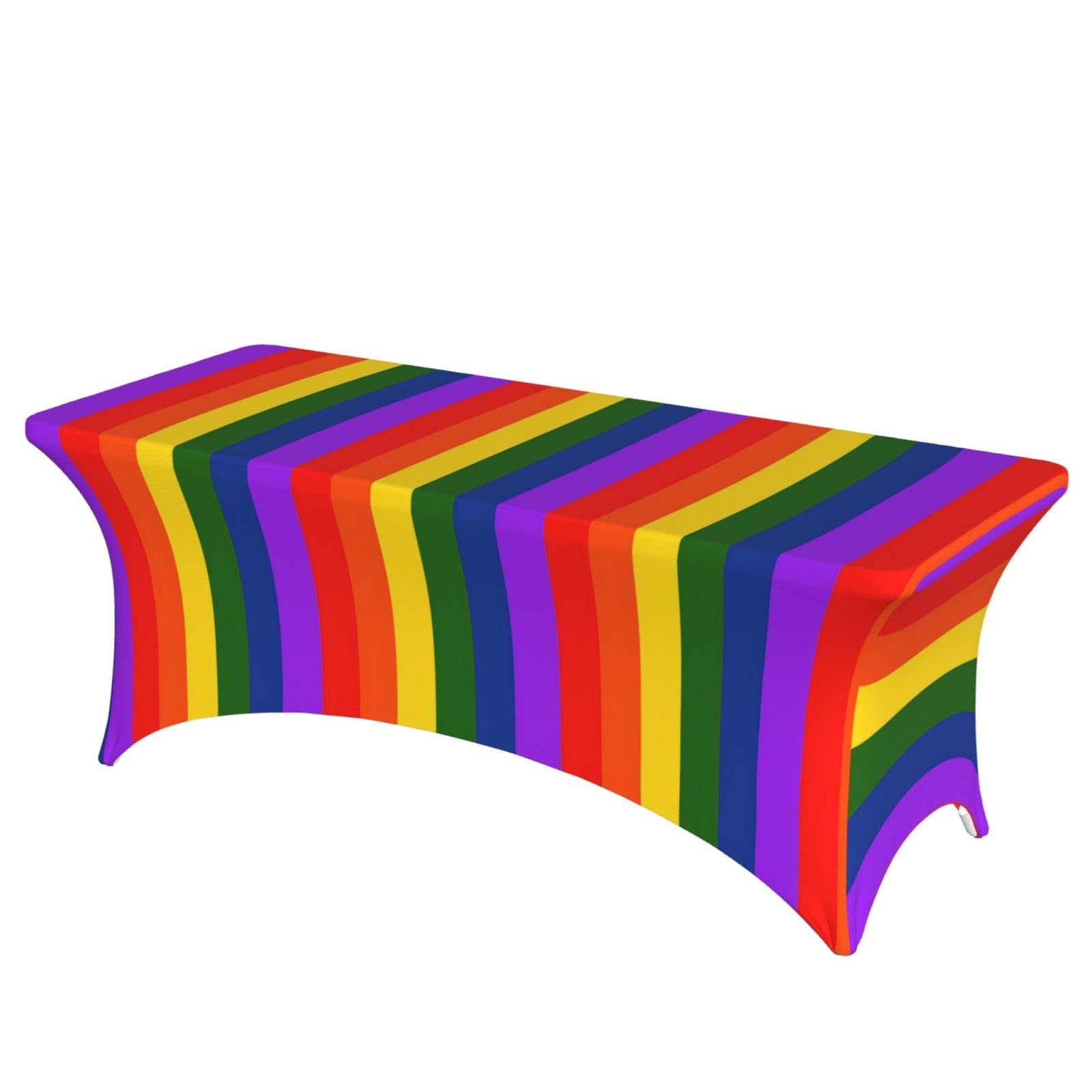 NImongt Rainbow Flag Print Elastic Rectangular Tablecloth Holidays Family Banquet Wedding Party Table Cover
